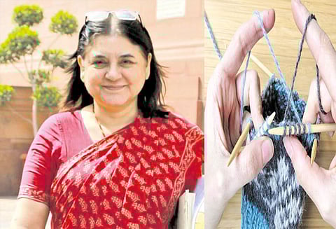 ‘ஸ்வெட்டர்’ பின்னும் கலையில் மேனகா காந்தி