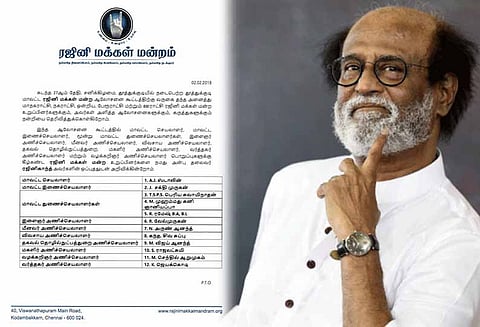 தூத்துக்குடி மாவட்டத்திற்கான ரஜினி மக்கள் மன்ற நிர்வாகிகள் நியமனம்