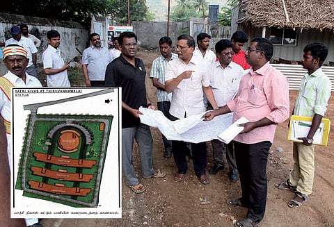 கிரிவலப்பாதையில் ரூ.28 கோடியில் ‘யாத்ரி நிவாஸ்’ கட்டும் பணியை கலெக்டர் ஆய்வு