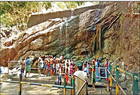 கோடைகாலத்துக்கு முன்பே சுருளி அருவியில் நீர்வரத்து குறைந்தது