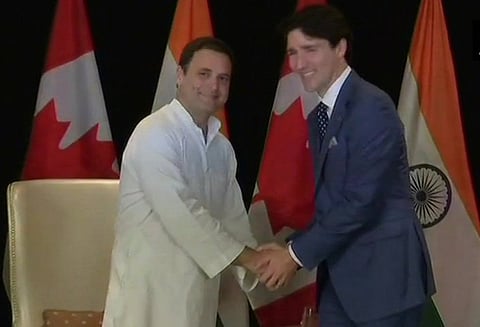 காங்கிரஸ் தலைவர் ராகுல் காந்தியுடன் கனடா பிரதமர் சந்திப்பு