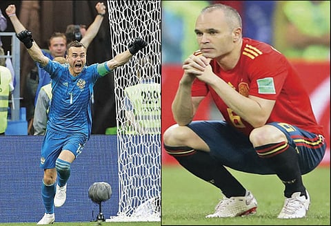 பரபரப்பான பெனால்டி ‘ஷூட்-அவுட்’டில் ஸ்பெயினை வெளியேற்றியது ரஷியா