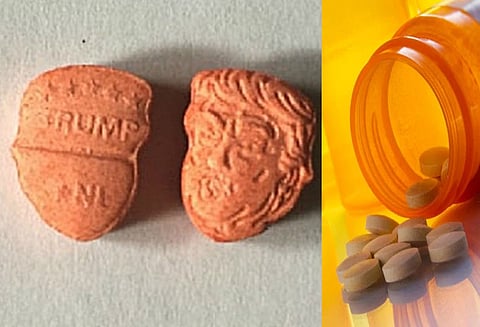 போதை மாத்திரையில் ‘டிரம்ப்’-ன் முகம்: போலீசார் பறிமுதல்