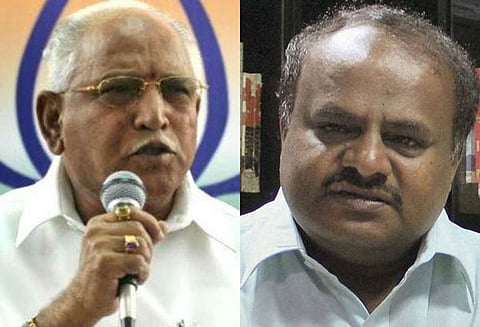 கர்நாடக சட்டசபையில் குமாரசாமி-எடியூரப்பா இடையே கடும் வாக்குவாதம்