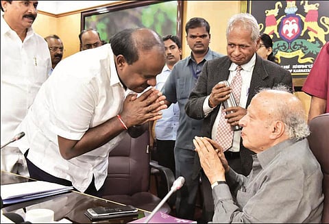 முதல்-மந்திரி குமாரசாமியுடன் எம்.எஸ்.சுவாமிநாதன் சந்திப்பு