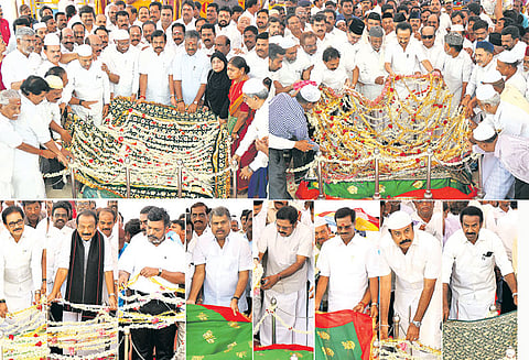 123-வது பிறந்தநாள்: காயிதே மில்லத் நினைவிடத்தில் அரசியல் கட்சி தலைவர்கள் மரியாதை