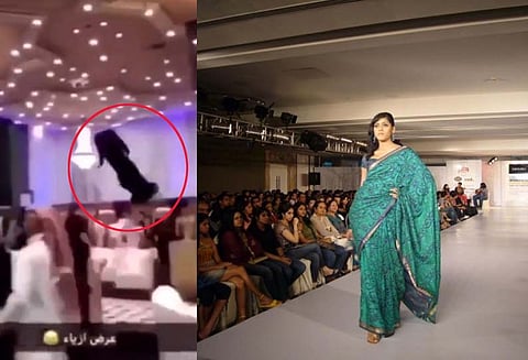 சவூதி அரேபியாவின் பேஷன் ஷோவில் "பேய்" போல் பறந்து செல்லும் உடை மாடல்