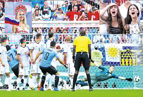 ரஷியாவை தோற்கடித்து உருகுவே அணி ‘ஹாட்ரிக்’ வெற்றி