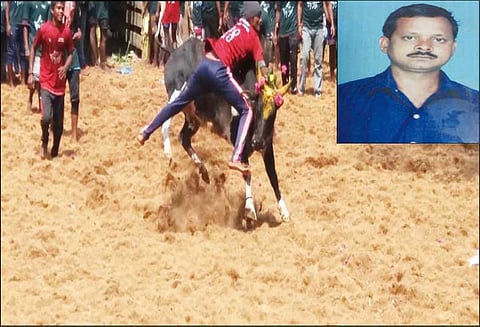 கல்லக்குடியில் நடைபெற்ற ஜல்லிக்கட்டில் காளை முட்டியதில் ஒருவர் சாவு