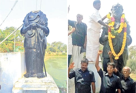 ஆலங்குடி அருகே பெரியார் சிலை உடைப்பு; அரசியல் கட்சியினர் ஆர்ப்பாட்டம்