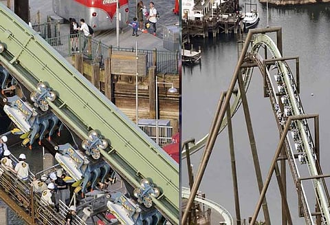 பொழுது போக்கு பூங்காவில் பழுதான ரோலர்கோஸ்டர்; 2 மணி நேரமாக தொங்கிய பயணிகள்