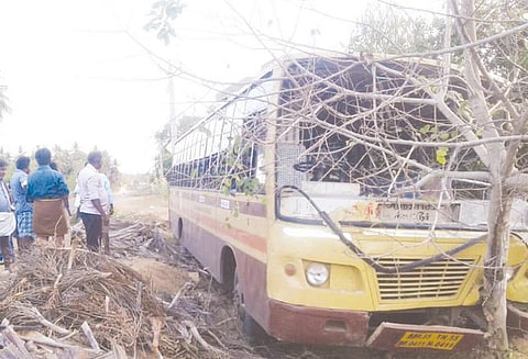 அரசு பஸ்சை ஓட்டிச்சென்ற டிரைவருக்கு திடீர் வலிப்பு மரத்தில் மோதி நிறுத்தியதால் பயணிகள் உயிர் தப்பினர்