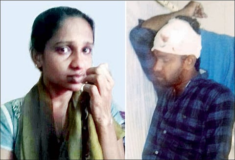 வேறு பெண்களுடன் தொடர்பு வைத்ததாக கருதி கணவரை கம்பியால் அடித்து கழுத்தை அறுத்த இளம்பெண் கைது