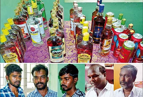 வெளிமாநில மதுபாட்டில்கள் கடத்தல்: டிரைவர், கண்டக்டர் உள்பட 5 பேர் கைது