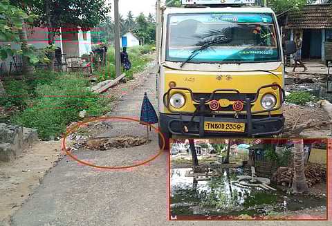 பாலத்தில் ஏற்பட்டுள்ள பள்ளத்தால் வாகன ஓட்டிகள் அவதி