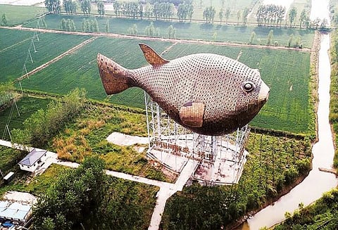 சுற்று சூழல் பாதுகாப்பை வலியுறுத்தும் மீன் வடிவ கட்டமைப்பு