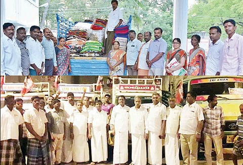 புயலால் பாதிக்கப்பட்ட மக்களுக்கு நிவாரண பொருட்கள் அனுப்பும் நிகழ்ச்சி