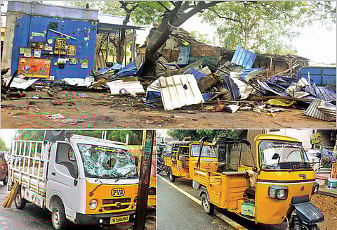 பாளையங்கோட்டையில் கடைகள் இடிப்பு-ஆட்டோக்கள் உடைப்பு தட்டிக்கேட்ட 3 பேர் மீது தாக்குதல்