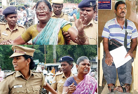 சேலம் கலெக்டர் அலுவலகத்தில் பரபரப்பு பெண்கள் உள்பட 3 பேர் தீக்குளிக்க முயற்சி