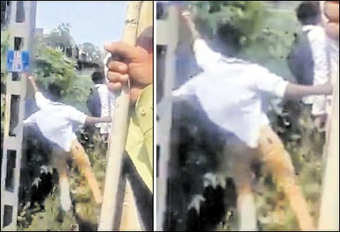 ஓடும் ரெயிலில் சாகசம் செய்த வாலிபர் வீடியோ வெளியாகி பரபரப்பு