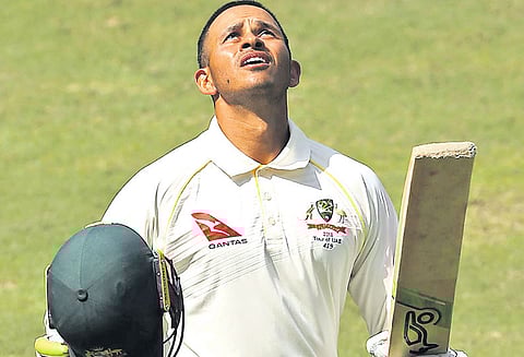 பாகிஸ்தானுக்கு எதிரான முதலாவது டெஸ்ட்: போராடி ‘டிரா’ செய்தது ஆஸ்திரேலியா கவாஜா சதம் அடித்தார்