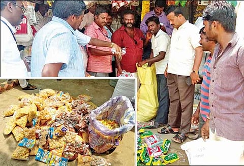 கயத்தாறில் அதிகாரிகள் சோதனை : கடைகளில் புகையிலை பொருட்கள் பறிமுதல்