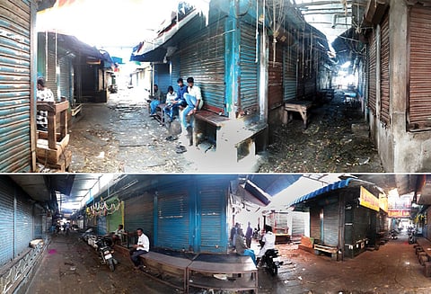 நேதாஜி மார்க்கெட்டில் கடைகள் அடைப்பு வியாபாரிகள் உண்ணாவிரத போராட்டம்