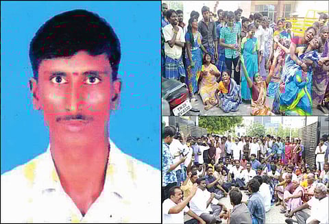 தாரமங்கலத்தில், வரவேற்பு கொடி கட்டியபோது மின்சாரம் தாக்கி தொழிலாளி சாவு