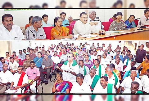 கலெக்டர் அலுவலகத்தில் முறையீட்டு கூட்டம்: அதிகாரிகள் பங்கேற்காததால் விவசாயிகள் வாக்குவாதம்