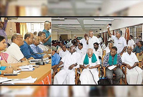 கரும்புக்கான நிலுவைத்தொகை கேட்டு அதிகாரிகளுடன் விவசாயிகள் வாக்குவாதம்: குறைகேட்பு கூட்டத்தில் பரபரப்பு