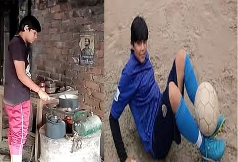 குடும்ப வறுமையை சமாளிக்க டீ கடை நடத்தும் கால்பந்து வீராங்கனை