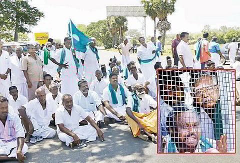 முக்கொம்பு அணையை முற்றுகையிட சென்ற 370 விவசாயிகள், தஞ்சையில் கைது