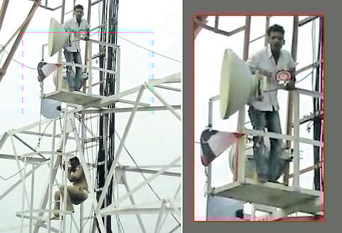 செல்போன் கோபுரத்தில் ஏறி தினகரன் ஆதரவாளர் தற்கொலை மிரட்டல்