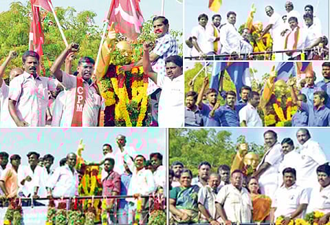 தூத்துக்குடியில், அம்பேத்கர் சிலைக்கு அரசியல் கட்சியினர் மாலை அணிவித்து மரியாதை