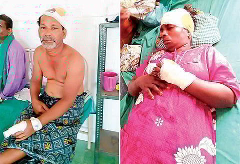 களியக்காவிளை அருகே கணவன்-மனைவிக்கு அரிவாள் வெட்டு அண்ணன், தங்கையை போலீஸ் தேடுகிறது