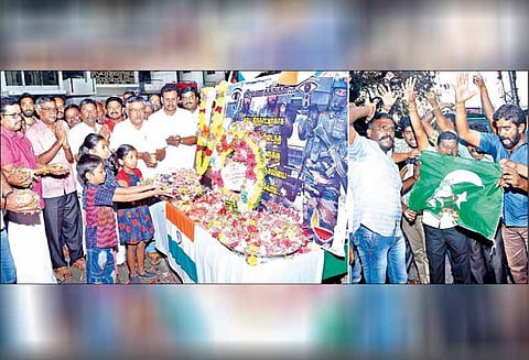 காஷ்மீரில் பயங்கரவாதிகள் தாக்குதலில் பலியான ராணுவ வீரர்களுக்கு மலர் தூவி அஞ்சலி