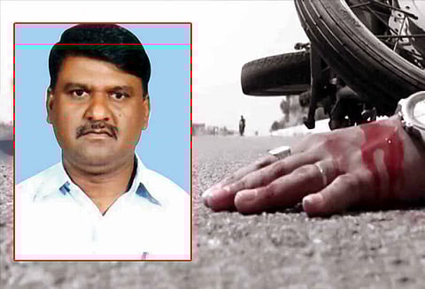 கும்மிடிப்பூண்டி அருகே மோட்டார் சைக்கிள்-லாரி மோதல்; இன்சூரன்ஸ் முகவர் சாவு