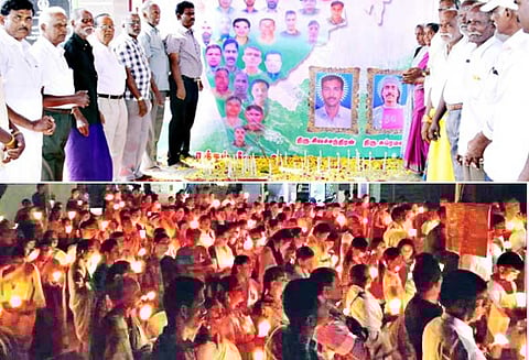 கார் குண்டுவெடிப்பில் பலியான துணை ராணுவ வீரர்களுக்கு மெழுகுவர்த்தி ஏந்தி அஞ்சலி