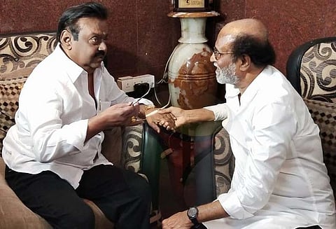 விஜயகாந்தை சந்தித்து ரஜினிகாந்த் உடல் நலம் விசாரிப்பு; துளியும் அரசியல் இல்லை என பேட்டி