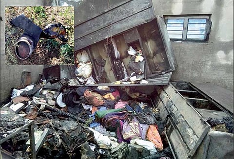 மடத்துக்குளம் அருகே மின் கசிவால் தீ விபத்து; கியாஸ் சிலிண்டர் வெடித்ததால் பரபரப்பு - ரூ.5 லட்சம் பொருட்கள் சேதம்