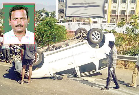 சேலம் அருகே கார் கவிழ்ந்து அ.தி.மு.க. எம்.பி. காயம்