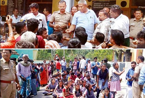 தலைமை ஆசிரியையை கண்டித்து அரசு பள்ளி மாணவ-மாணவிகள், பெற்றோர் சாலைமறியல்