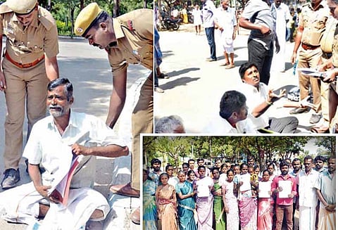 ஓடை ஆக்கிரமிப்பு குறித்து 33 முறை மனு கொடுத்தும் நடவடிக்கை எடுக்காததால் விவசாயிகள் தர்ணா