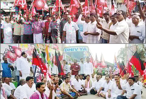 அரசு ஊழியர்கள் வேலை நிறுத்தம்: தொழிற்சங்கத்தினர் சாலை மறியல்; 337 பேர் கைது