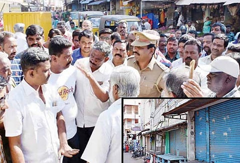 பிளாஸ்டிக் பைகள் பறிமுதலுக்கு எதிர்ப்பு, சேலத்தில் மளிகை கடைகள் அடைப்பு