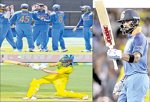 ஆஸ்திரேலியாவுக்கு எதிரான 2-வது ஒருநாள் போட்டியில் இந்தியா வெற்றி: டோனி, புவனேஷ்வர்குமாருக்கு கேப்டன் விராட் கோலி பாராட்டு