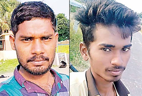 மோட்டார் சைக்கிளில் சென்றபோது நிலைதடுமாறி சாலையில் விழுந்த 2 வாலிபர்கள் லாரி சக்கரத்தில் சிக்கி பலி