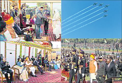 டெல்லியில் ஜனாதிபதி ராம்நாத் கோவிந்த் தேசிய கொடி ஏற்றினார் குடியரசு தினவிழா கோலாகலம் கண்கவர் அணிவகுப்பை பிரதமர் மோடி பார்வையிட்டார்