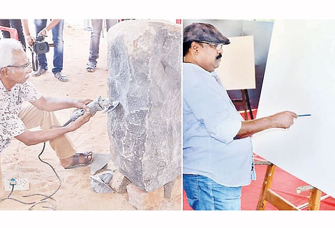 தஞ்சை தென்னக பண்பாட்டு மையத்தில் ஓவிய, சிற்ப கலைஞர்கள் முகாம் 8 மாநிலங்களை சேர்ந்தவர்கள் பங்கேற்பு