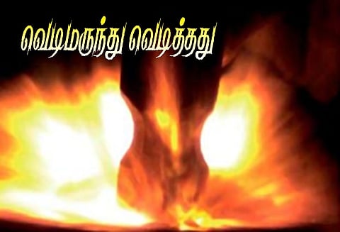 பண்ருட்டியில், அரசு பஸ்சில் வெடிமருந்து வெடித்தது; நரிக்குறவர் காயம் - பயணிகள் அலறி அடித்து ஓடியதால் பரபரப்பு